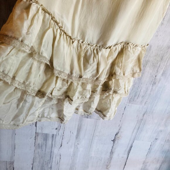 NWT $148 Free People Calliope Ruffle Midi Skirt M Hi Lo Lt Green Sage Boho - Picture 16 of 16